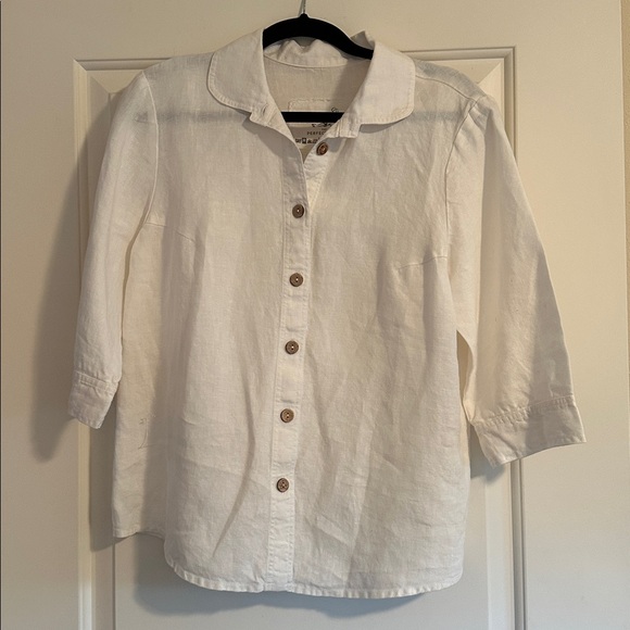 notPERFECTLINEN Marle Classic Cream Linen Shirt - Picture 2 of 6